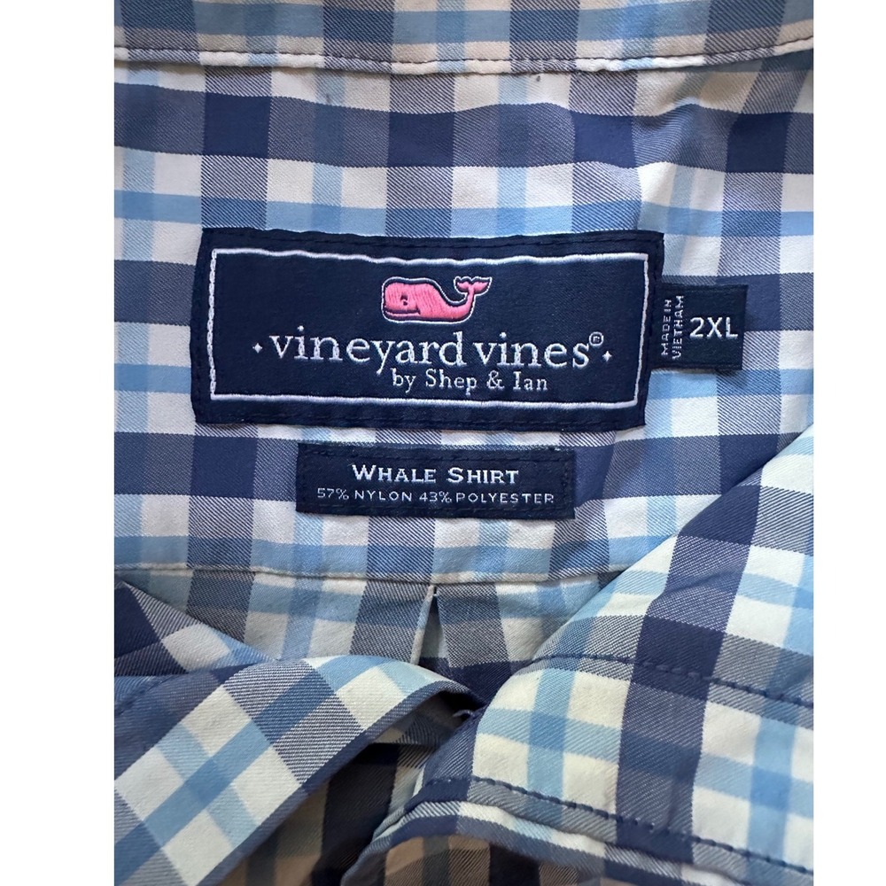 Vineyard Vines Men's Blue Plaid Whale Shirt Size 2XL - Picture 4 of 6
